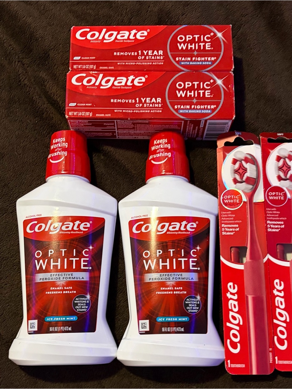Colgate Optic White Oral Care Bundle - Red & White